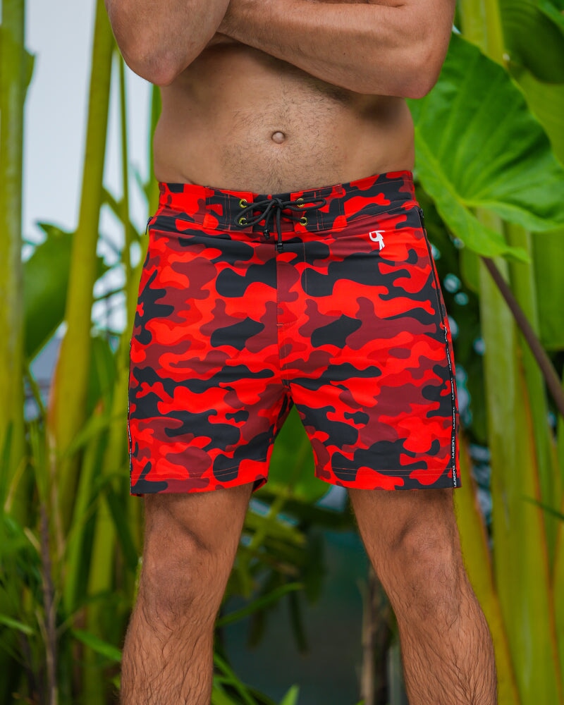 Red Camo Swim Trunks - 5" Shorts / Board shorts Tucann 