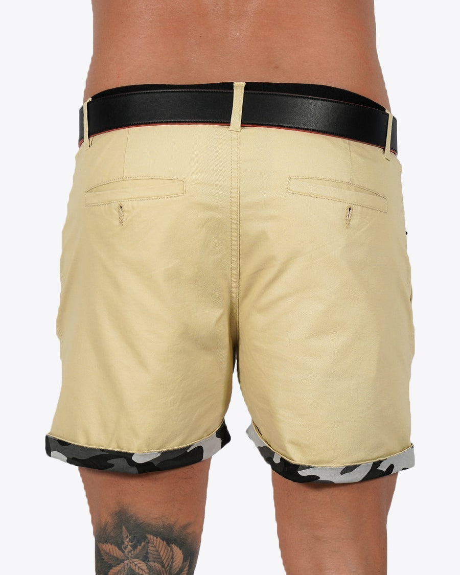 Mens Lux Shorts - Zipped Pockets Shorts - Tan Tucann 