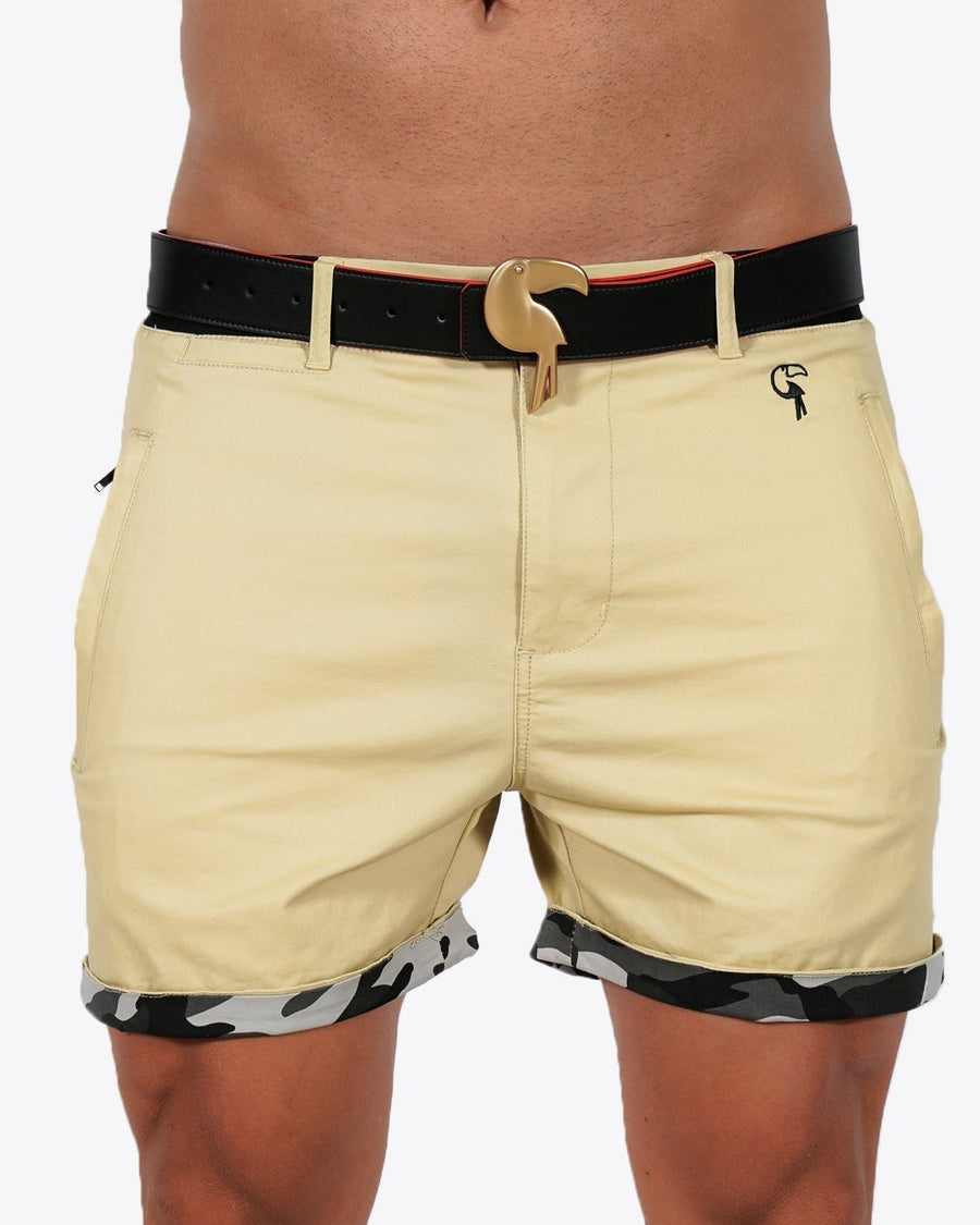 Mens Lux Shorts - Zipped Pockets Shorts - Tan Tucann 